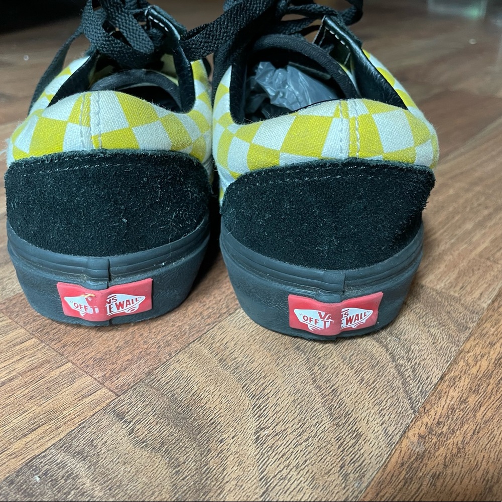 Youth Boys Girls Kids 5.5 Yellow White Checkered Check VANS Sneakers‎ Shoes - Picture 6 of 8